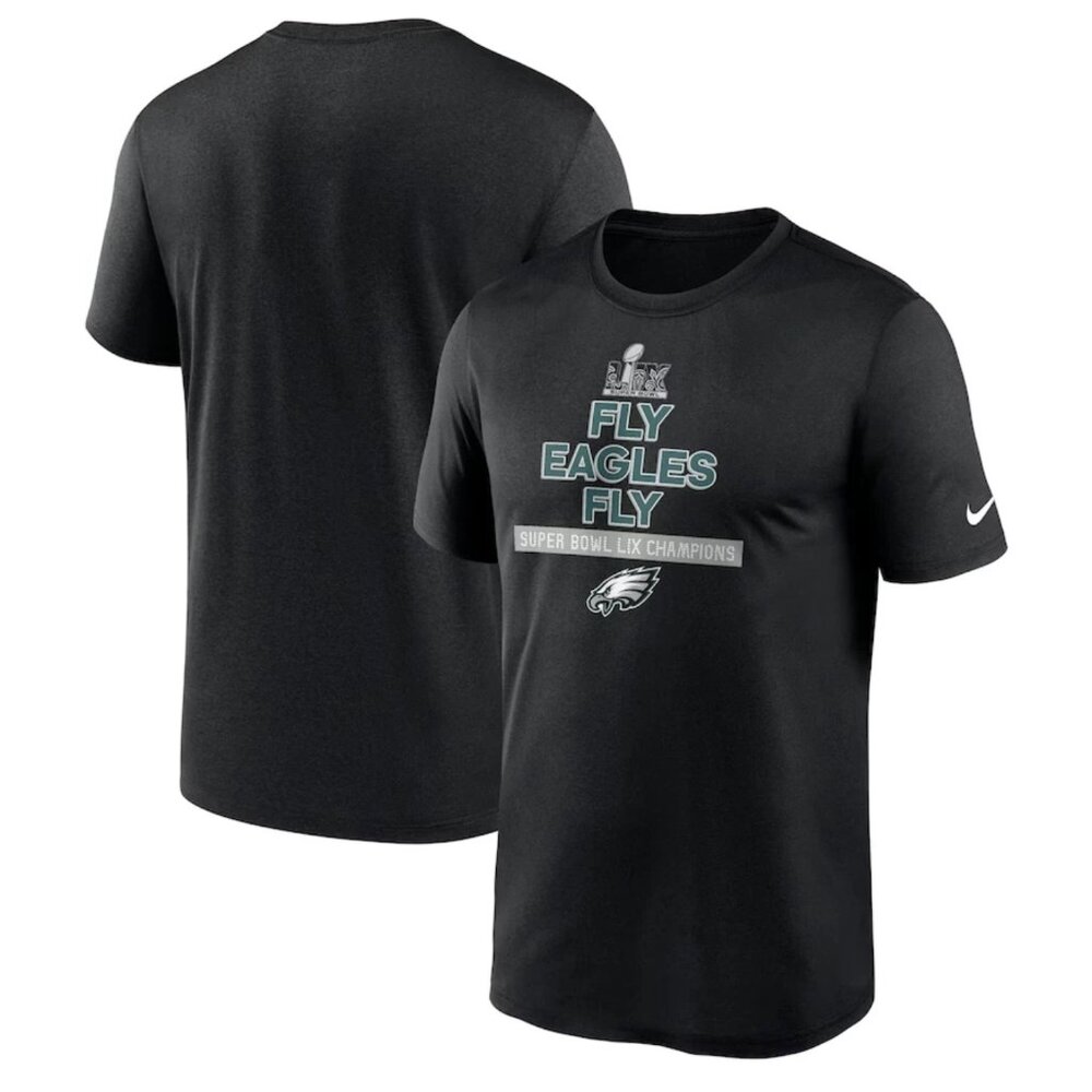 Nike Philadelphia Super Bowl LIX Champions Fly Eagles Fly T-Shirt -Black- Size M